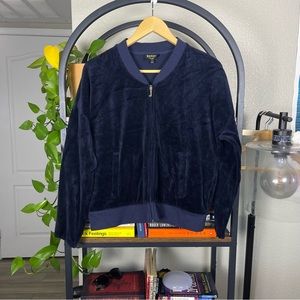 Vintage Juicy Couture Black Velour Zip Up Bejeweled Size L Paris Hilton Y2K